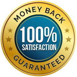 Money back, 100 percent satisfaction guaranteed seal